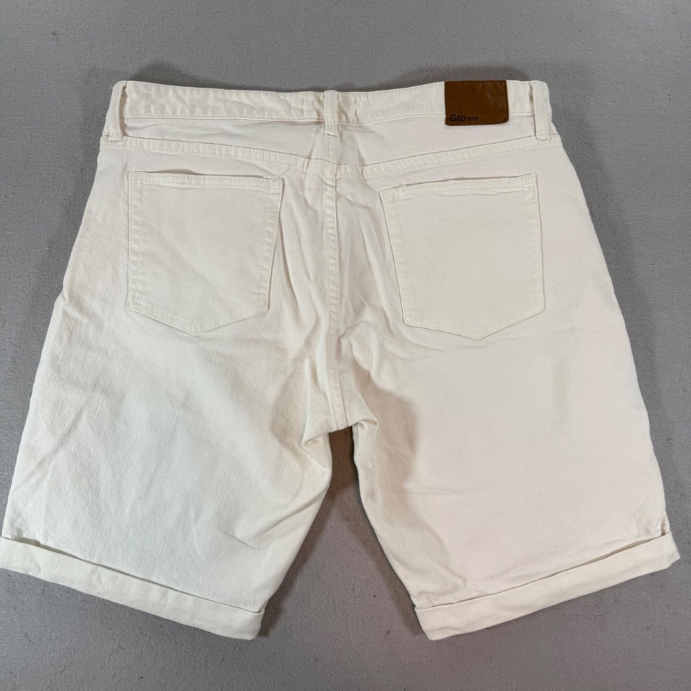 GAP 1969 Denim Shorts Mens 33 Off White Cream Cuffed Casual Summer - Picture 3 of 11